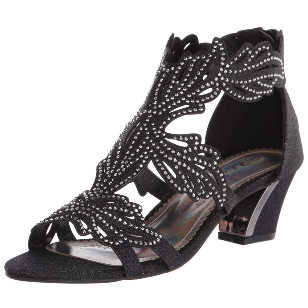 Enzo Romeo Mid Heel Rhinestone Gladiator Sandal